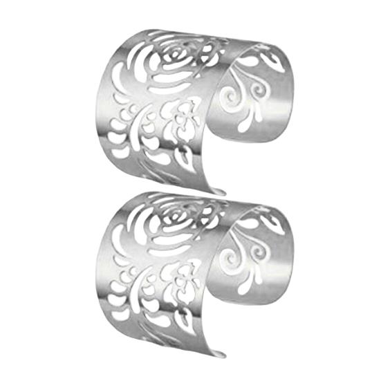 2 Pcs Adjustable Wide Opening Bracelet Individual Retro Style Hollow Out Polished Metal Arm Cuff Cosplay Performance Sleeve Bracelet