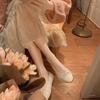 Sheepskin Version~ Sweet Bow Splicing Shallow Mouth Flat-bottomed Ballet Shoes Women's Single Shoes