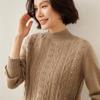 Женский прочный свитер из кашемира крупной вязки: Полувысокая горловина, Плотный Утягивающий Базовый Слой для Осени/Зимы