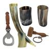 Viking Drinking OX Horn | Tankard | Mug | Cup for Ale, Beer, Mead, Wine, Shot Glass, Bottle Opener | Natural and | Combo Offers (1 Horn Combo)