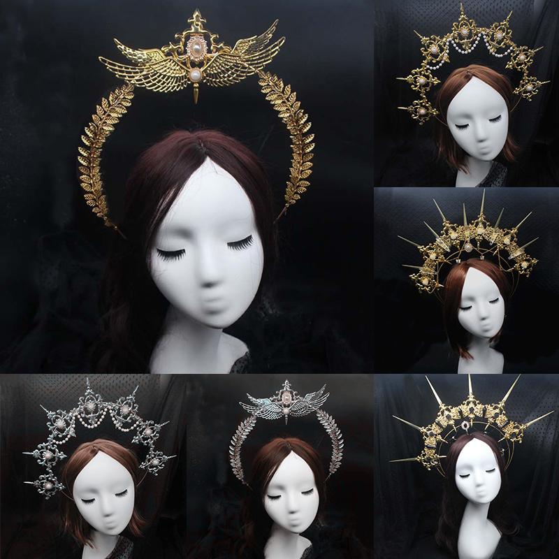 16Styles Lolita Virgin Mary Baroque Tiara DIY Material Package Gorgeous Gothic Vintage Church Halo Crown Headband