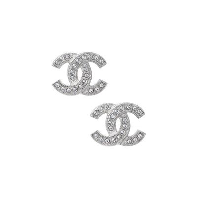 Классические металлические серьги с бриллиантами Double C для женщин Серебряные A88429S