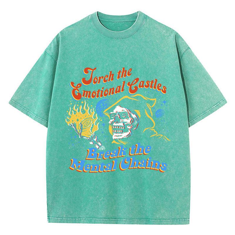 Уличные женские футболки с вареным эффектом, футболки с винтажным принтом скелета ведьмы, удобные хлопковые футболки оверсайз, летняя одежда