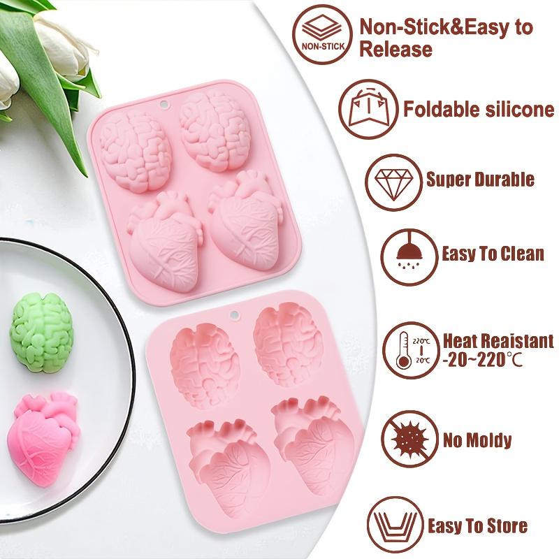 Синяя и розовая силиконовая форма для человеческого сердца и мозга 3D форма органа, подходит для DIY выпечки, выпечки тортов, кухонная утварь
