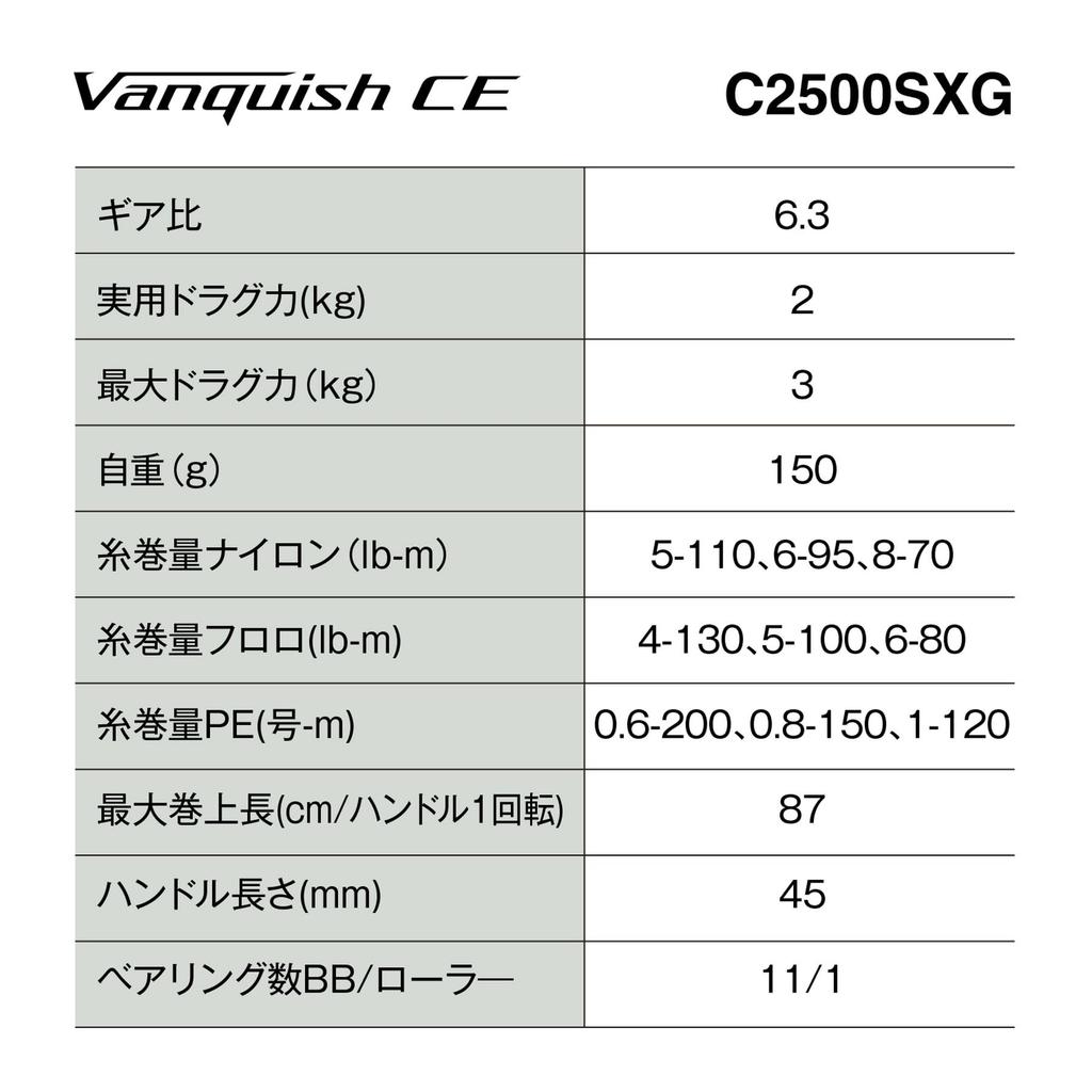 Shimano 26 Vanquish CE C2500SXG Spinning Reel