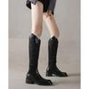 Become a Leg In Seconds~ American Retro Thick-heeled Western Cowboy Boots, Female Knight Boots, Velvet But Knee V-mouth High Boots
