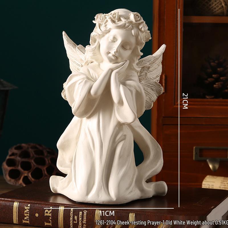 Европейская ретро фигурка ангела - Статуэтка девочки из гипса для церковных свадеб и фотосессий