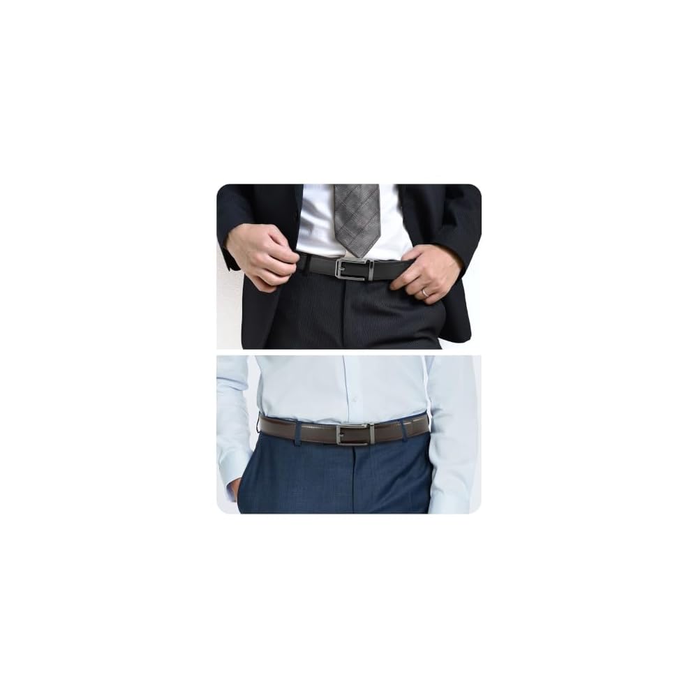 CHAOREN Men's Business Belt Set of 2, Large Size, Automatic Lock, Infinitely Adjustable, 35mm