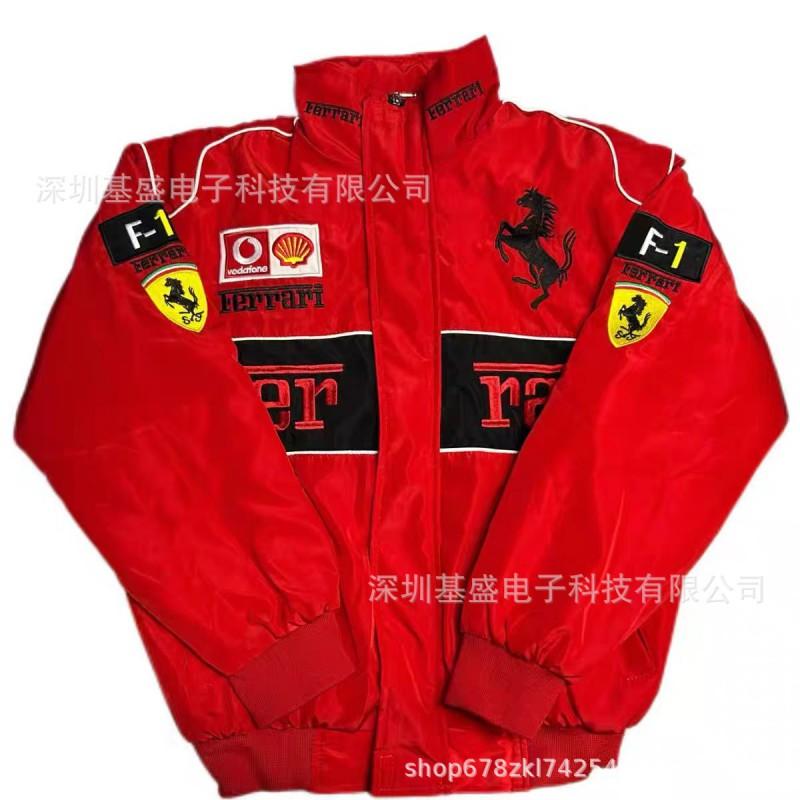 F1 Ferrari Racing Jacket Embroidered Cotton Biker Cycling