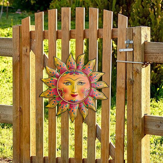 Iron Sun Wall Decor Sun Flower Wall Art Decoration Sun Face Ornament for Home Garden Farmhouse Living Room Bedroom