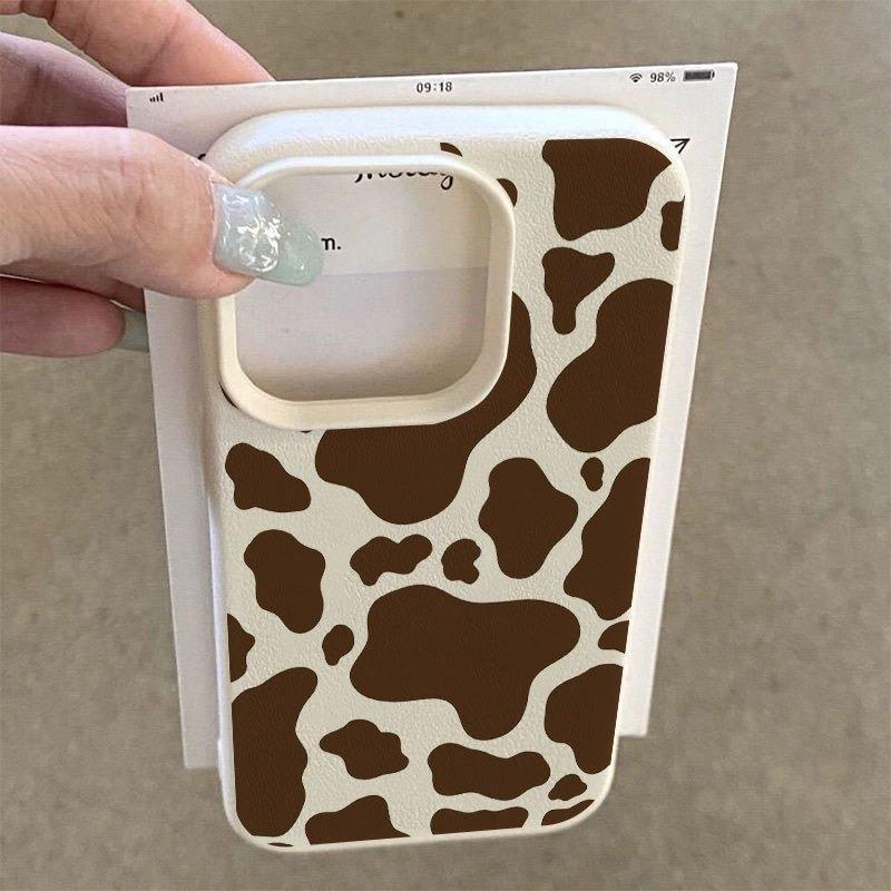 Защитный чехол с дизайном в виде коричневого узора «Корова» для серии iPhone 17 16 15 14 13 12 11 16E Pro Max Plus