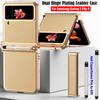 For Samsung Z Flip 4 Case Dual Hinge With Pen Slot Plating Leather Cover For Galaxy Z Flip 4 Hinge Case +Capacitance Touch Pen