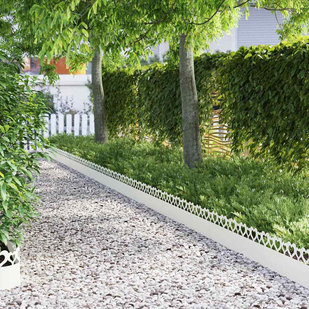 Lawn Edging 10 pcs White 103 x 0.05 x 22 cm Steel