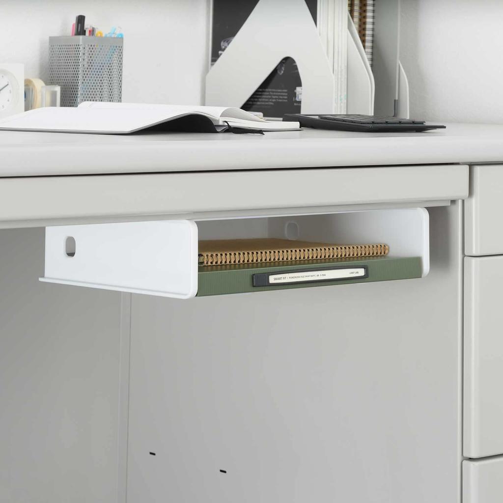 Sanka Sanbassa Slim Floating File Box with Powerful Magnetic Storage, Fits A4 Size Files, White, 4kg Weight Capacity, Securely Mounts To Desks,
