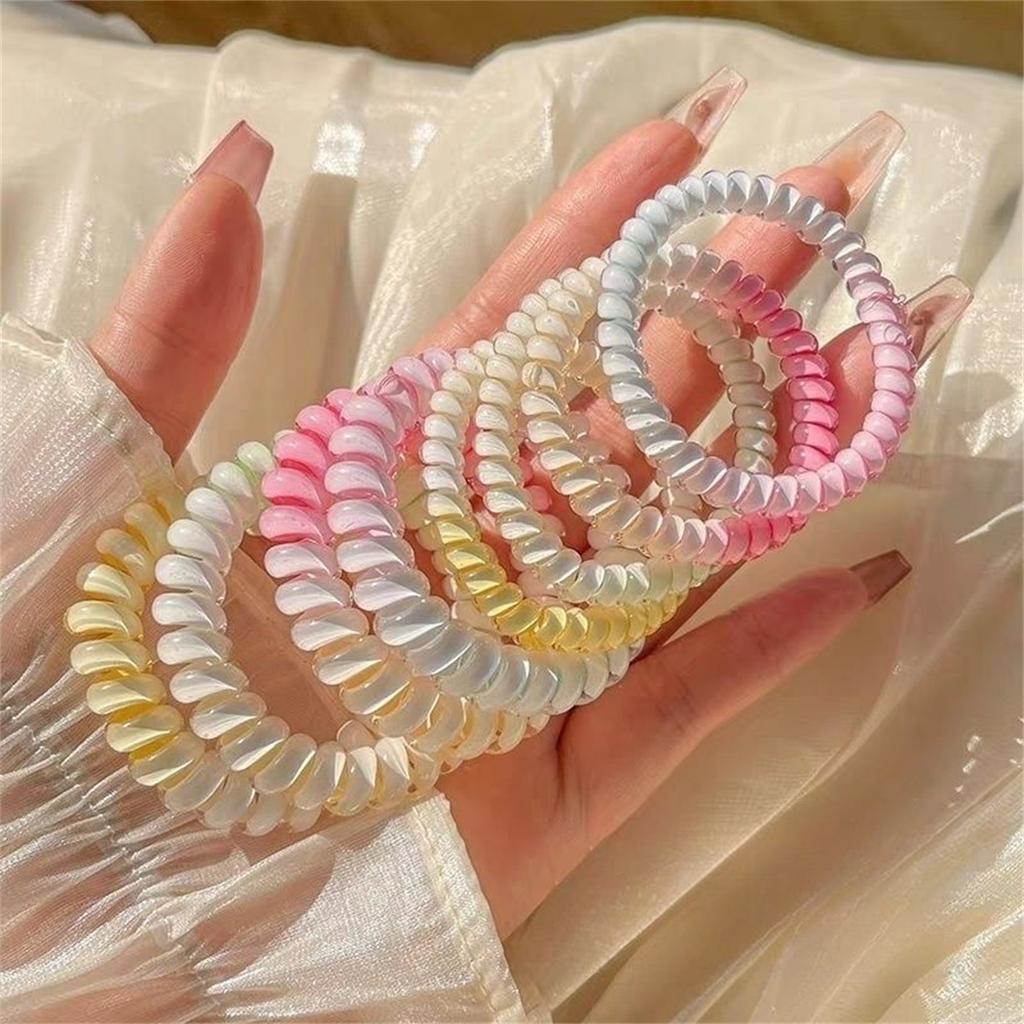 Набор из 2 штук Резинки-скранчи для телефонного шнура, Спиральные резинки для волос, Градиентный цвет, Резинка, Эластичная повязка для волос, Аксессуары для волос