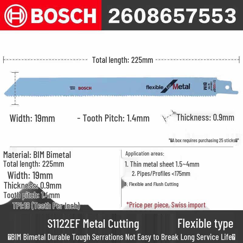 Bosch S115CHC Reciprocating Saw Blade for Metal