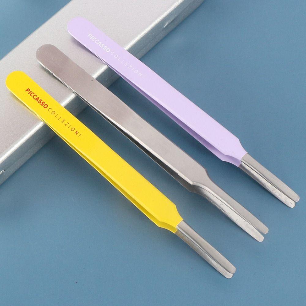 Multifunctional Round Tip Eyebrow Tweezers Straight Smooth False Eyelashes Applicator Stainless Steel BeautyPrecision Tweezers