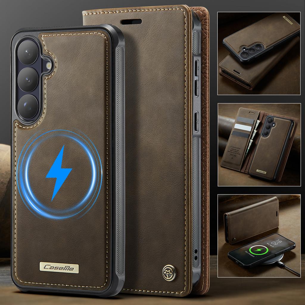 For Samsung Galaxy S26 Magnetic Case CASEME C49 RFID Blocking Detachable Wallet Leather Phone Cover