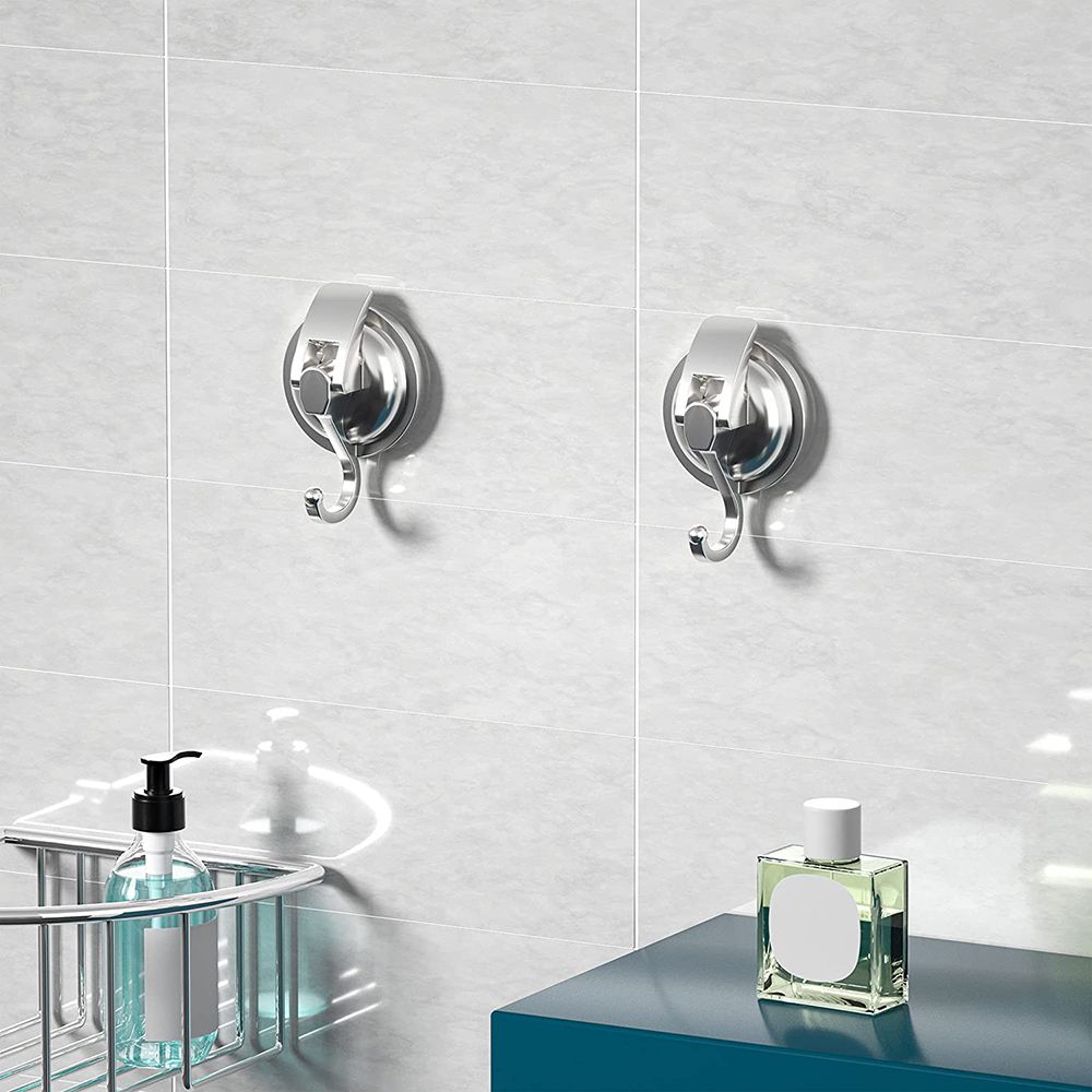 Reusable Heavy-Duty Easy to Install Chrome-Plated Organization Suction Cup Hooks Bathroom Shower