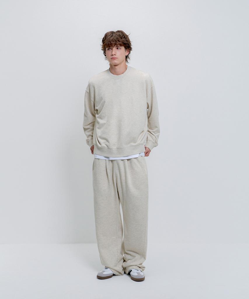PSSHOPPER Curved Washed Wide Sweatpants [Cream]