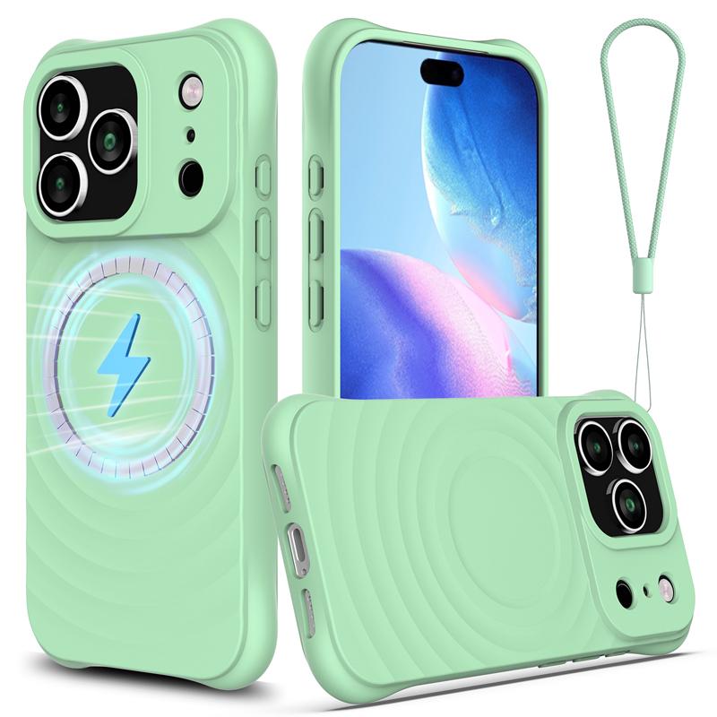 For iPhone 17 Pro Max,17 Air Case Magnetic Soft TPU Liquid Silicone Strap Cover With Microfiber Lining for iPhone17