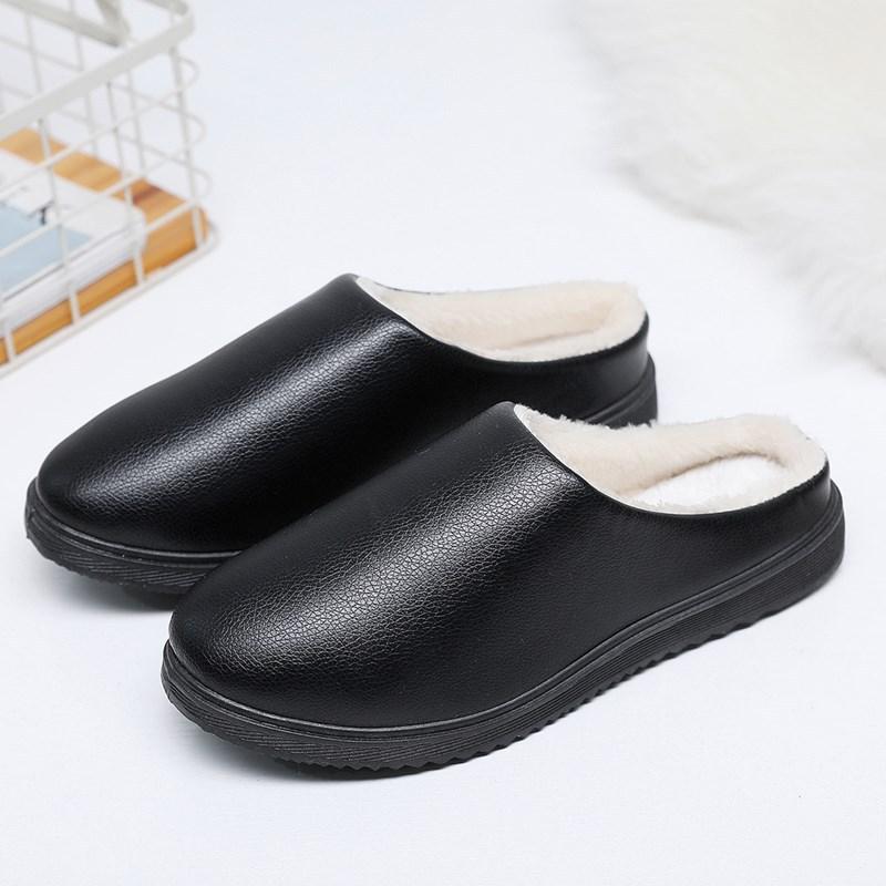 2025 новые зимние домашние зимние ПУ термо хлопковые тапочки пара бесшумных домашних мужских и женских тапочек из ТПР