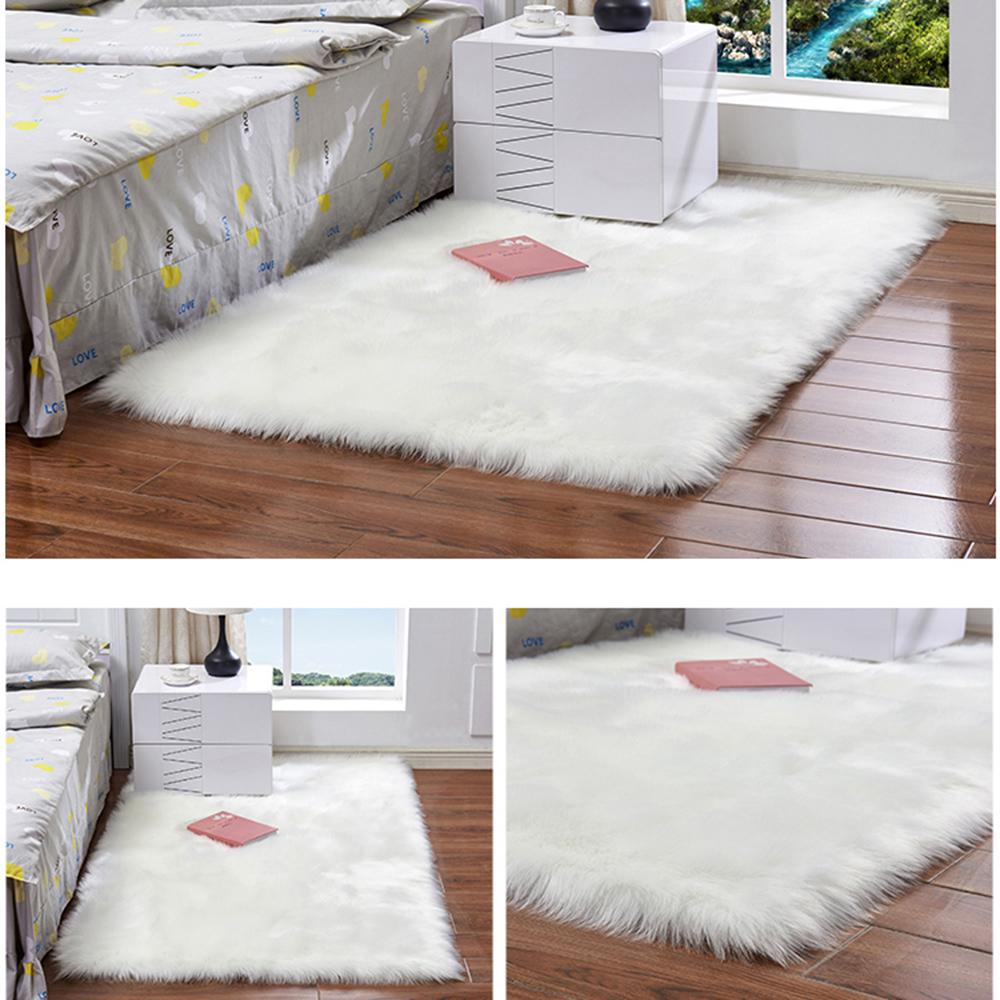 Long Plush Ultra Soft Fluffy Rugs Rectangle Shape Faux Sheepskin Wool Carpet Rug for Living Room Bedroom Balcony Floor Mats
