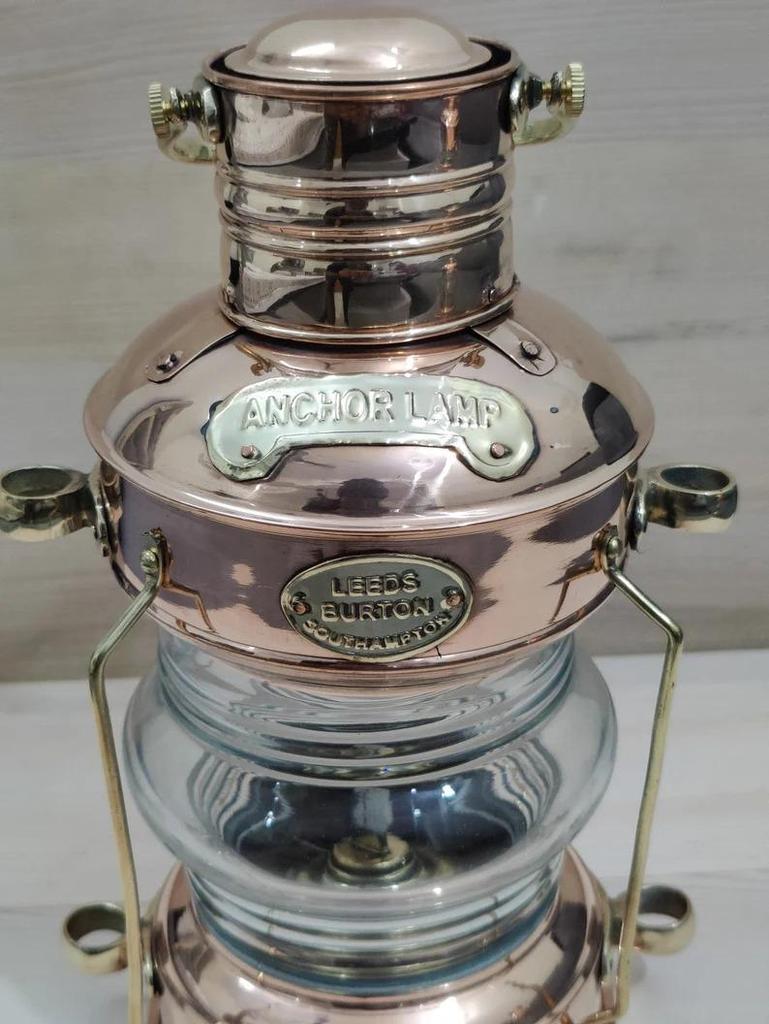 Set of 2 Brass Anchor Oil Lamp Nautical Maritime Ship Lantern Boat Light Design For Home Decor, Maritime Ship Lantern Outdoor Lamp