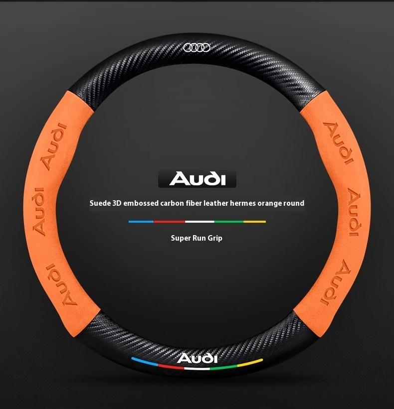 Для Audi RS3 Для Audi S3 S4 S5 S6 RS3 RS4 RS5 Q2 Q3 Q5 Q7 Q8 SQ5 TT A3 A4 A5 A6 A7 A8 Автомобильная противоскользящая замшевая карбоновая накладка на руль