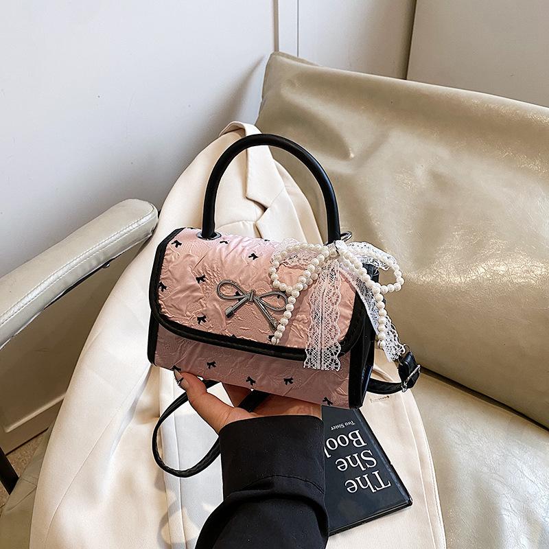 Polka Dot Bow Bag Women's 2025 New Fashion Personalized Underarm Small Square Bag Foreign Commuter Shoulder Oblique Span Bag