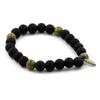 Stones and Minerals. Matte Black Onyx + Unakite Beaded Bracelet 8 Mm. Made In France.