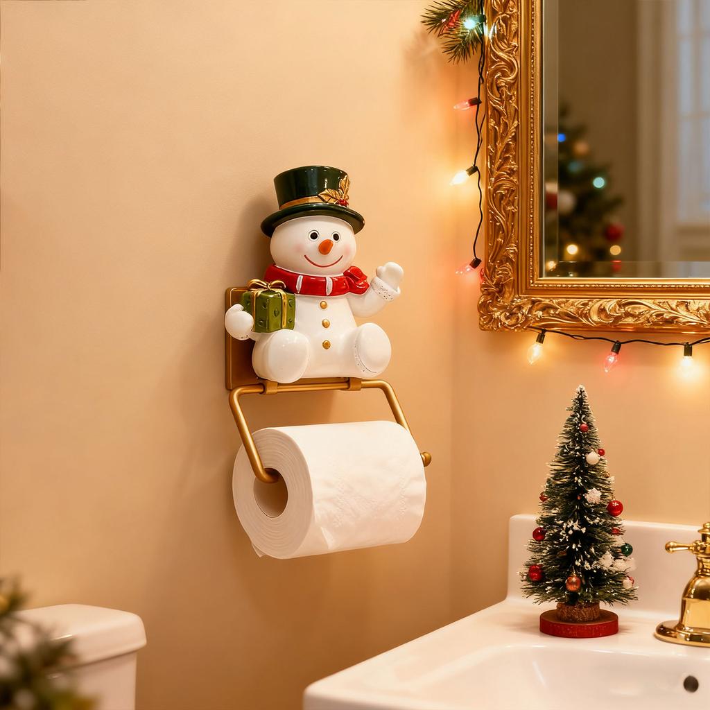 New Christmas Snowman Claus Tissue Holder Home Toilet Decoration Cross-border Resin Crafts