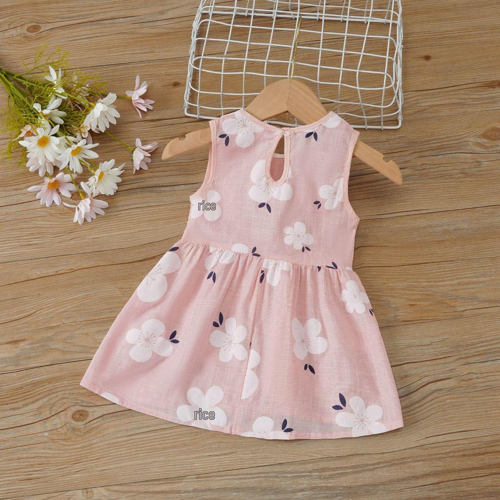 Платье принцессы без рукавов с воротником Питер Пэн из набивного хлопка и льна для девочек