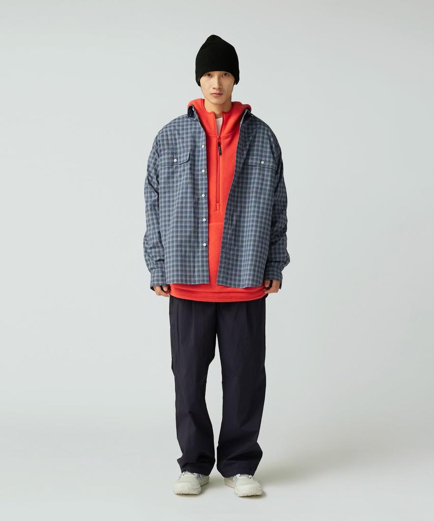 Snow Peak Organic Cotton Ombre Check Shirt Long Size SH-25AU005, Sleeve, Men's/Women's, M, Blue/Black