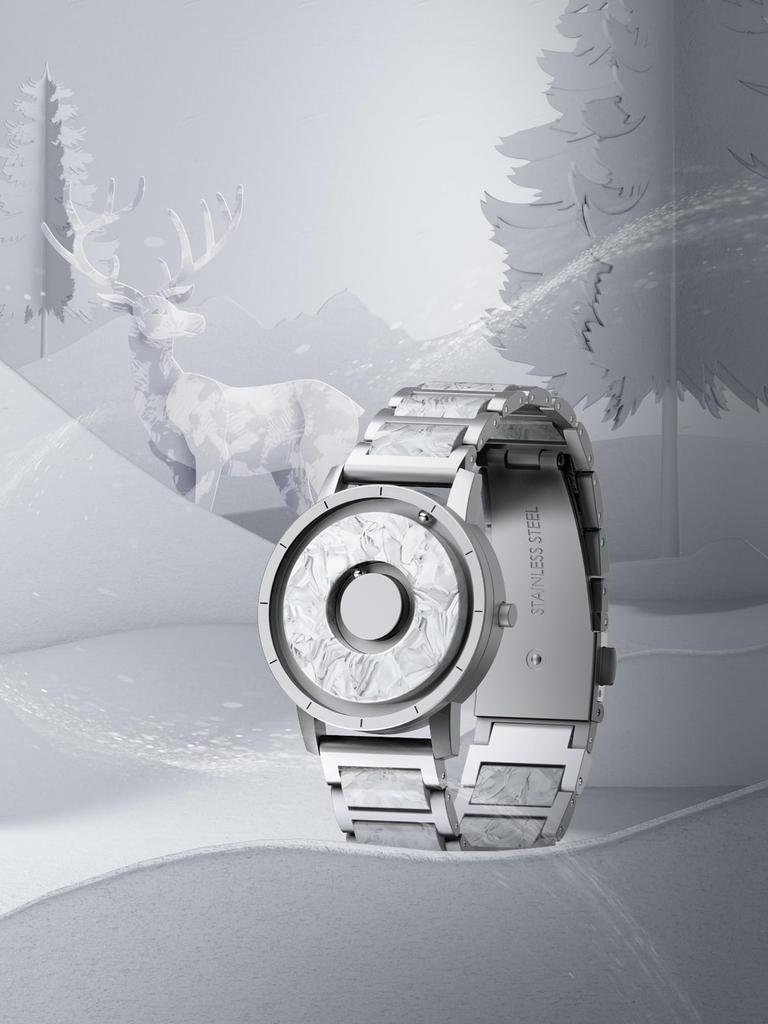 EUTOUR Магнитные часы с камуфляжным и повседневным кварцевым магнитным шариком 3 АТМ Водозащита 36 мм и серебристый полимерный ремешок Женский циферблат, Стильный, Элегантный, Простой,