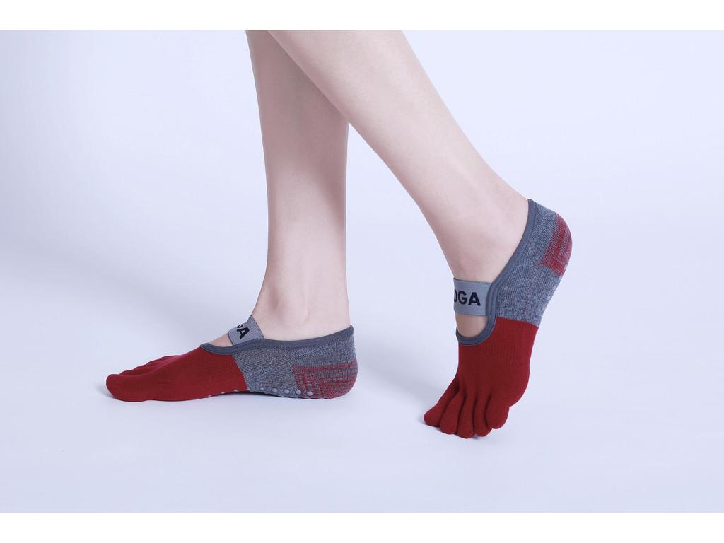 Женские нескользящие носки для йоги: Цветной, с раздвоенным носком, с широкой полосой, короткий хлопковый тюбик