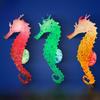 Светящееся силиконовое украшение для аквариума в виде морского конька с присоской - флуоресцентная, красочная имитация океана для аквариумов