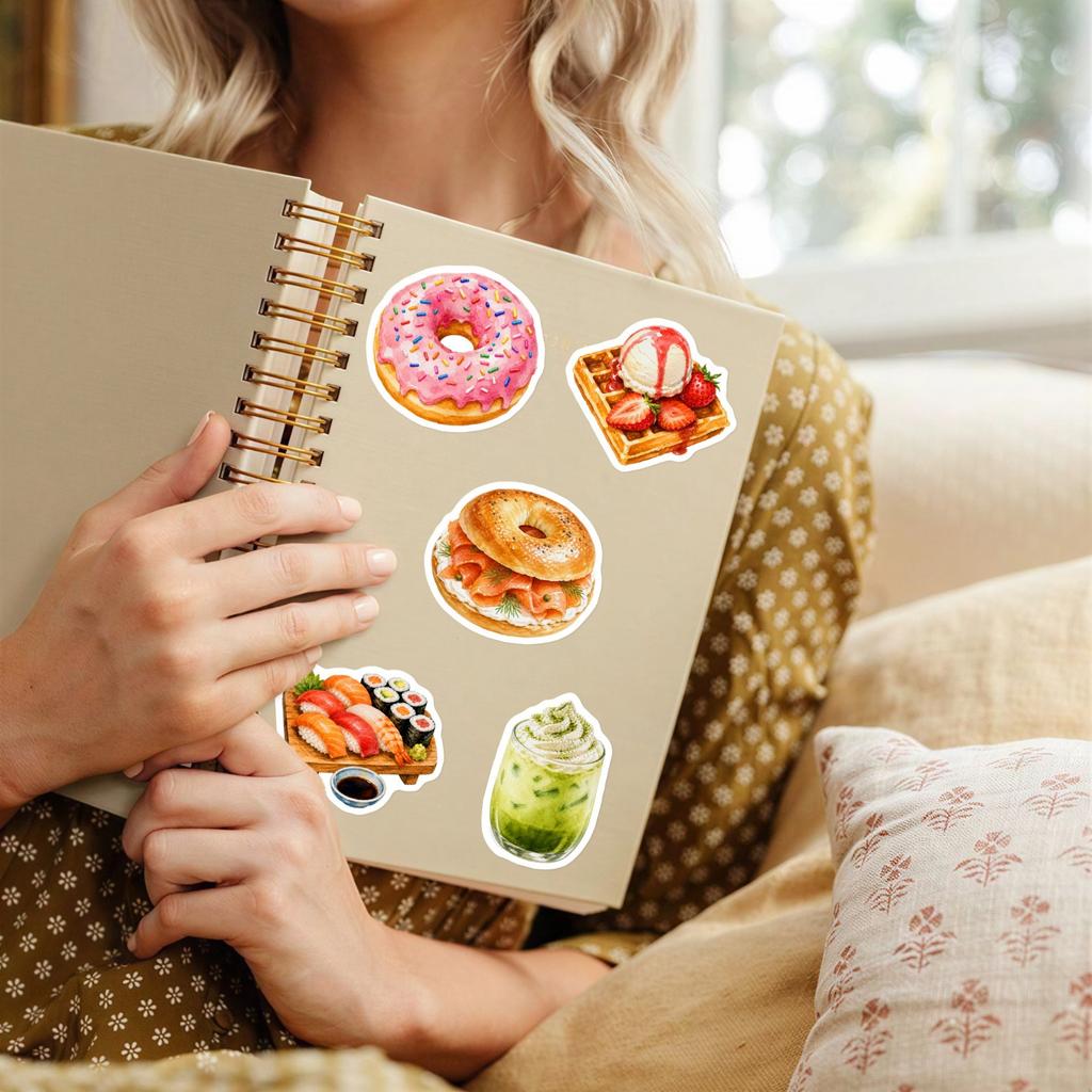 50Pcs/Set 3D Delicious Food . Afternoon Tea Dessert Stickers DIY Fashion Waterproof Doodle Decals Stickers (2 Styles)