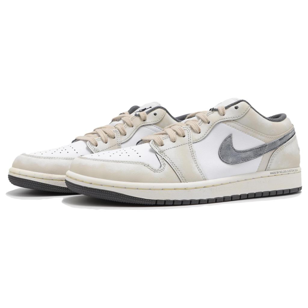 Jordan Air Jordan 1 Износостойкие Низкие Винтажные Баскетбольные Кроссовки Унисекс Бежевый Желтый 553558-152(Командачетыре-)