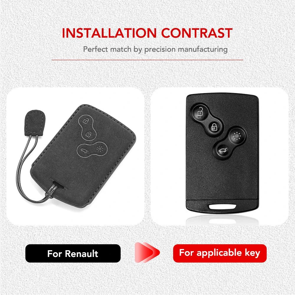 Чехол для автомобильного ключа из замши и кожи для Renault Duster Captur Clio Logan Megane RS 1 2 3 4 Koleos Scenic Nema Fluence Zoe Аксессуар