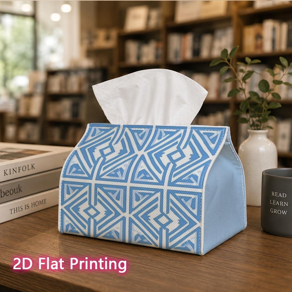 1pc, 2d Flat Printing, Tissue Box Unique Blue Geometric Pattern Printed Tissue Box, Durable Decoration, Living Room, Bedroom, and Carr, an Ideal Choic