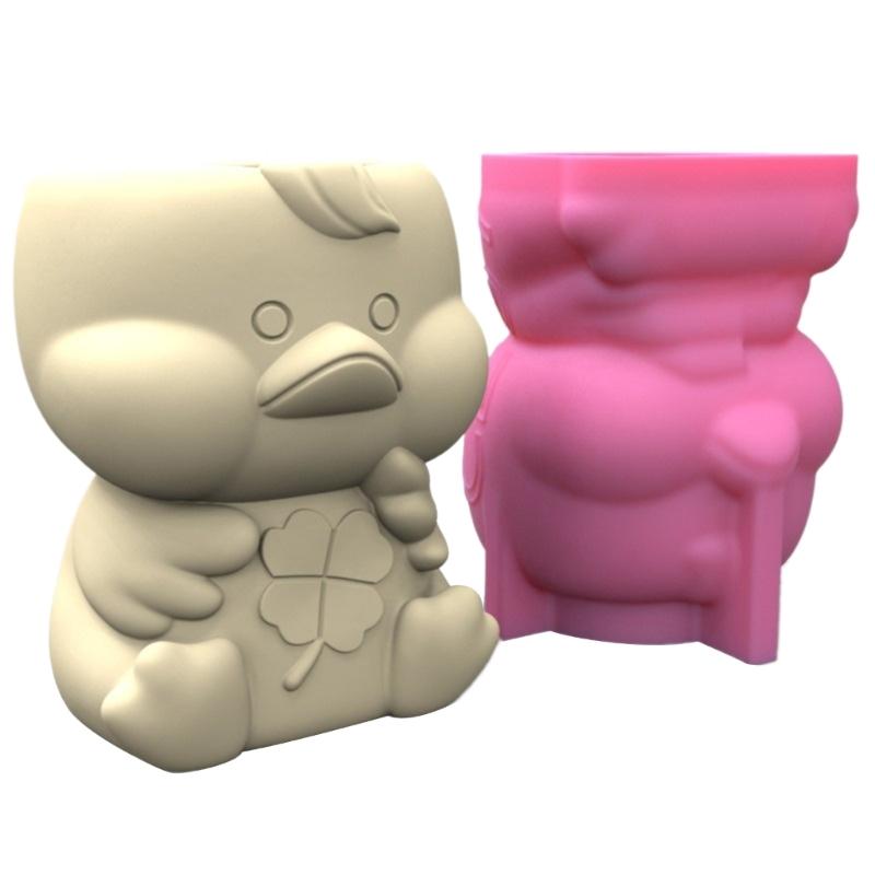 Little Duck Succulent Flower Silicone Mold Concrete Candlestick Resin Mould Succulent Planter Craft Casting Tool
