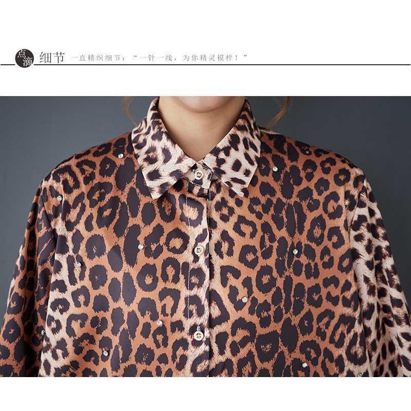 Свободные литературные большие размеры модные леопардовые принты средней длины темпераментные повседневные платья