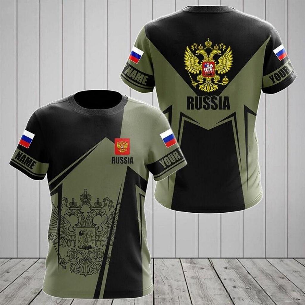Russian Flag Printing Men's New Short-sleeved O-neck Shirt Men's T-shirt Sports Cool Oversized Clothing