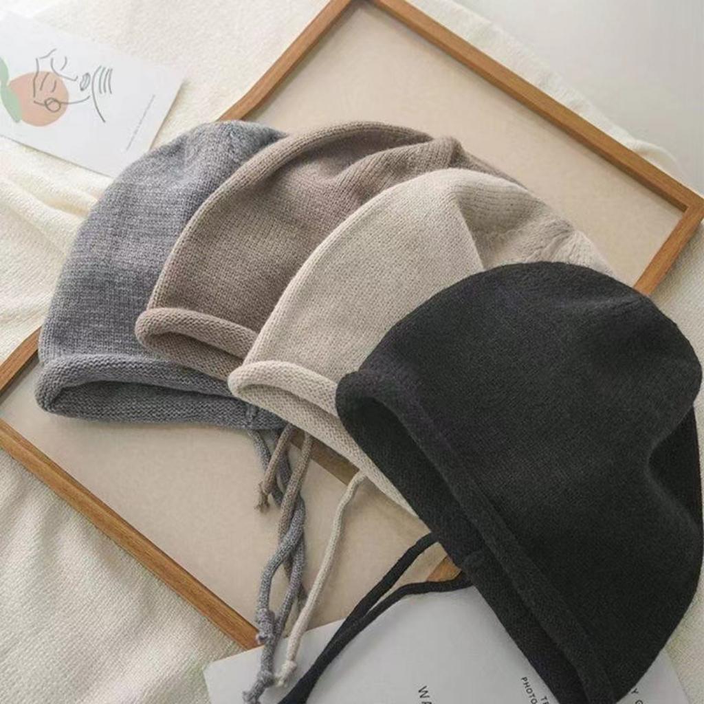 Big Head Circumference, Ear Protection, Drawstring, Knitted Hat, Woolen Hat, Couple's Head Cap, Warm Hat, Rolled Edge Hat