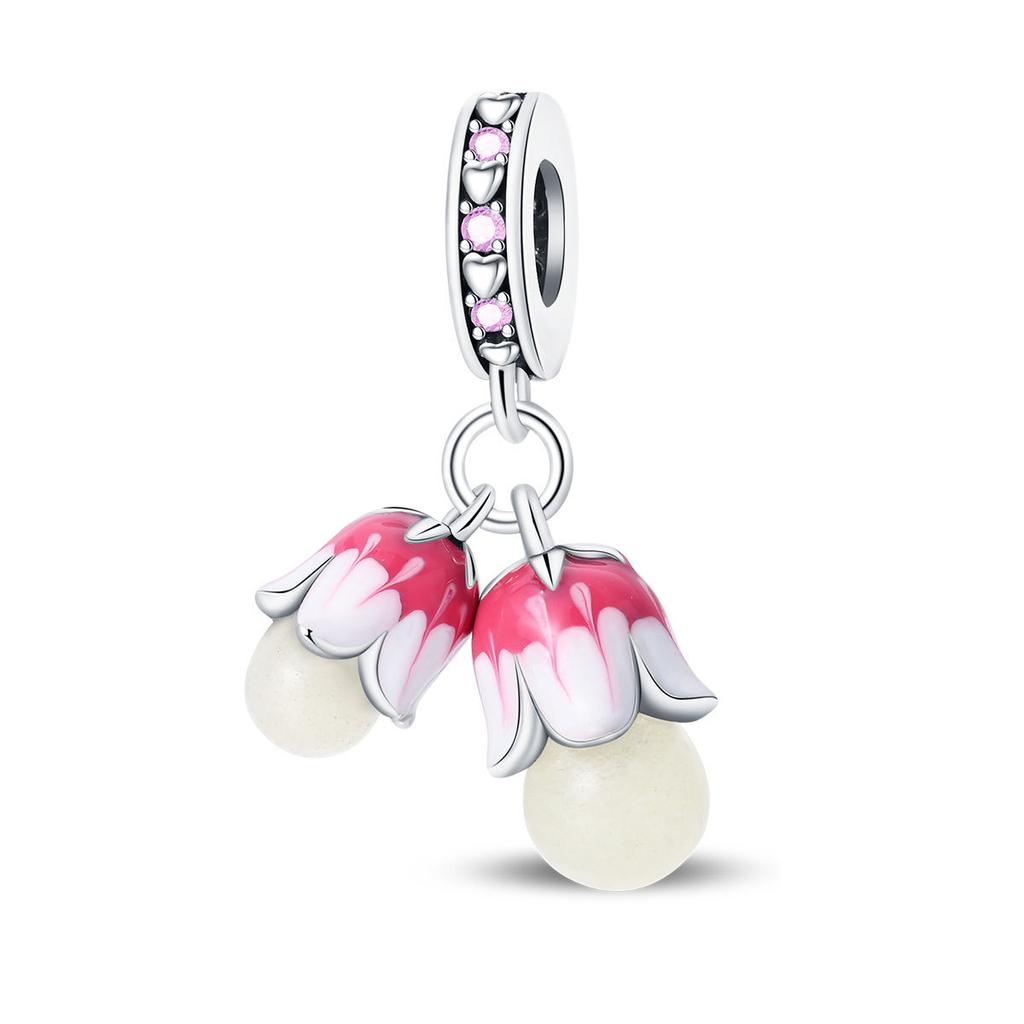 S925 Silver DIY Bracelet Accessories 925 Silver Firefly Lily Of The Valley Glow In The Dark Pendant Bead String Style Jewelry