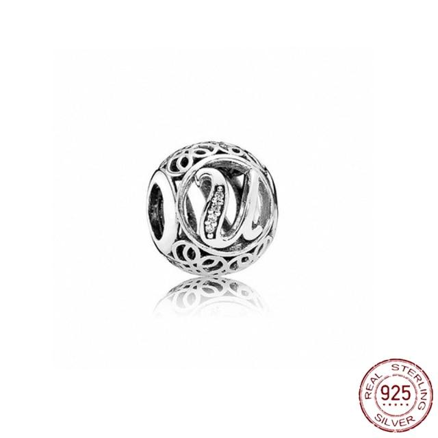 Браслет-подвеска из серебра 925 пробы с буквами AZ и буквами, бусины с именем для женщин, DIY кулон, изготовление ювелирных изделий