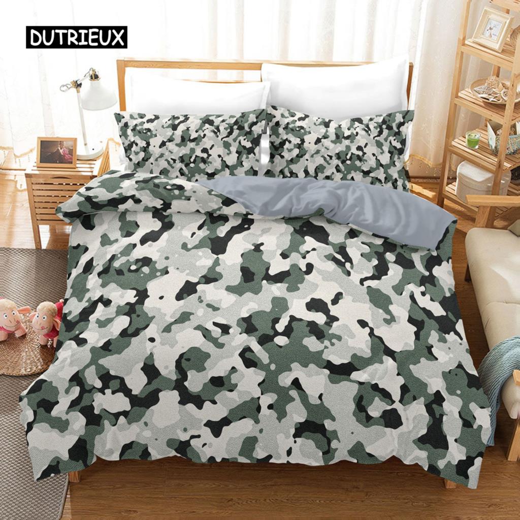 Комплект постельного белья Camo Duvet Cover Set Camouflage Concept Concealment Bedding Set King Size Grey Black Twin Blanket Cover для детей подростков взрослых
