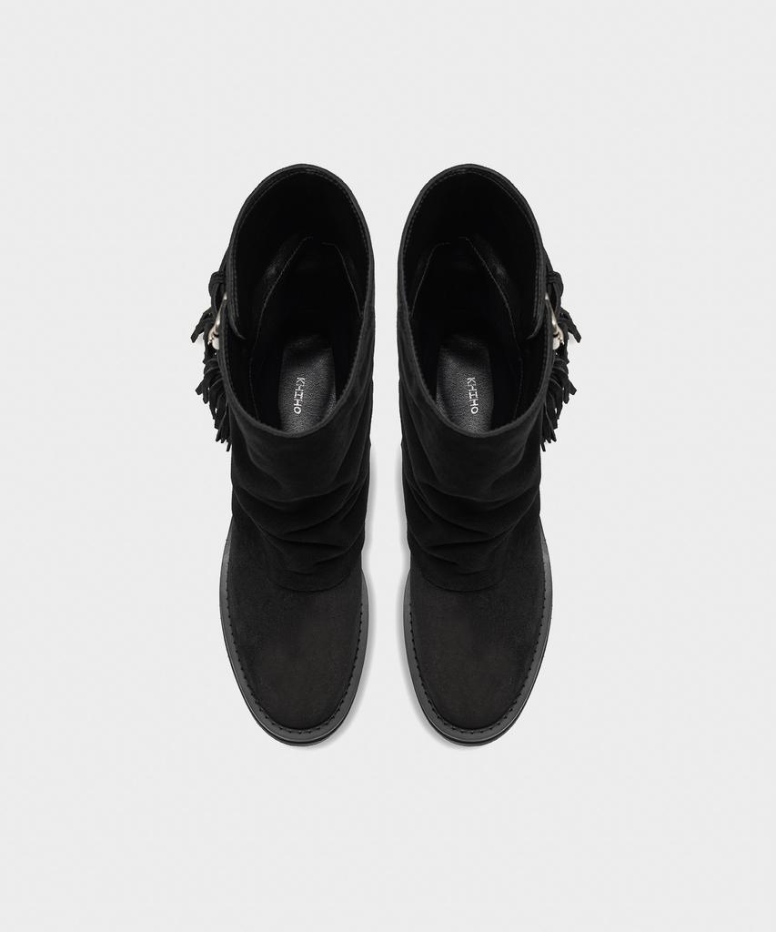 Khiho Freya Fringe Mid Boots Black