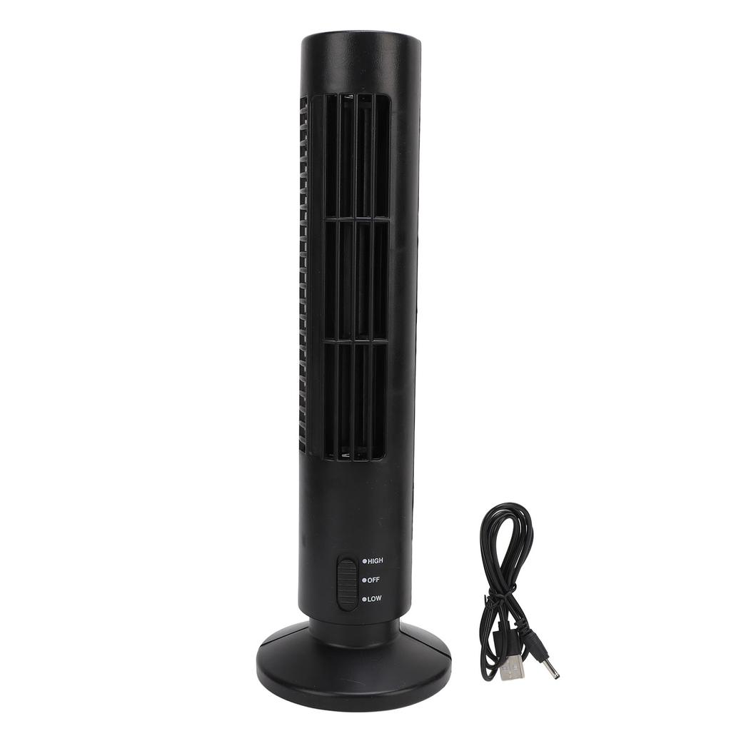 Smart Floor Fan Black Quiet 2 Speeds Powerful Bladeless Tower Fan for Home Bedroom Office Room